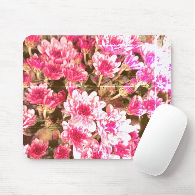 Pink Floral Bloom Pattern – Soft Botanical Design Mouse Pad (With Mouse)