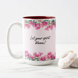 Pink Floral Blooms Two-Tone Coffee Mug