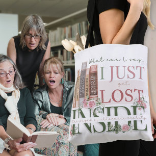 Pink Floral Book Lovers Bookish Reading Tote Bag