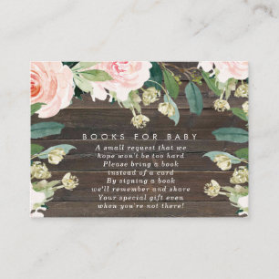 Pink floral books for baby book request card