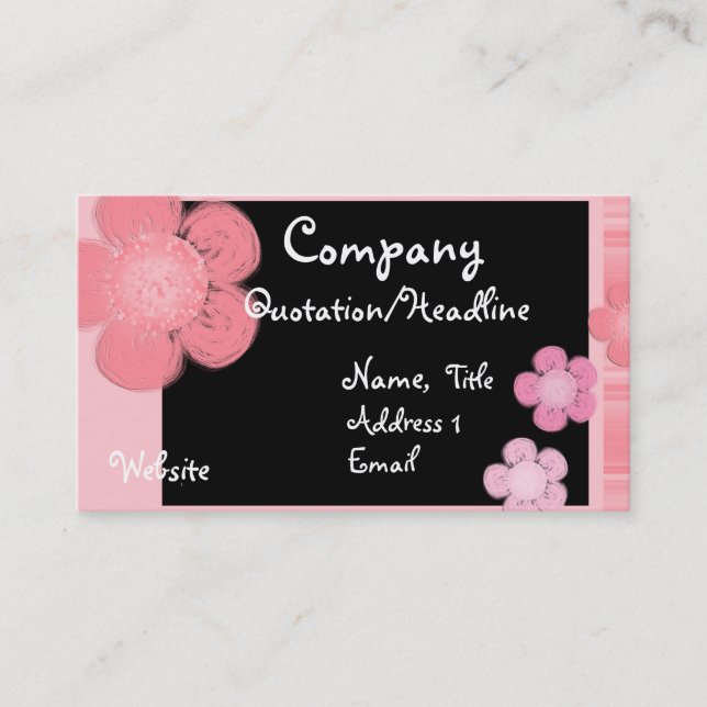 Pink Floral Border Business Cards (Front)