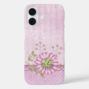 Pink Floral Border iPhone 16 Case