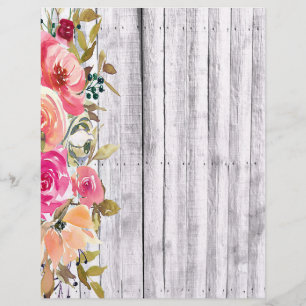 Pink floral border on wood