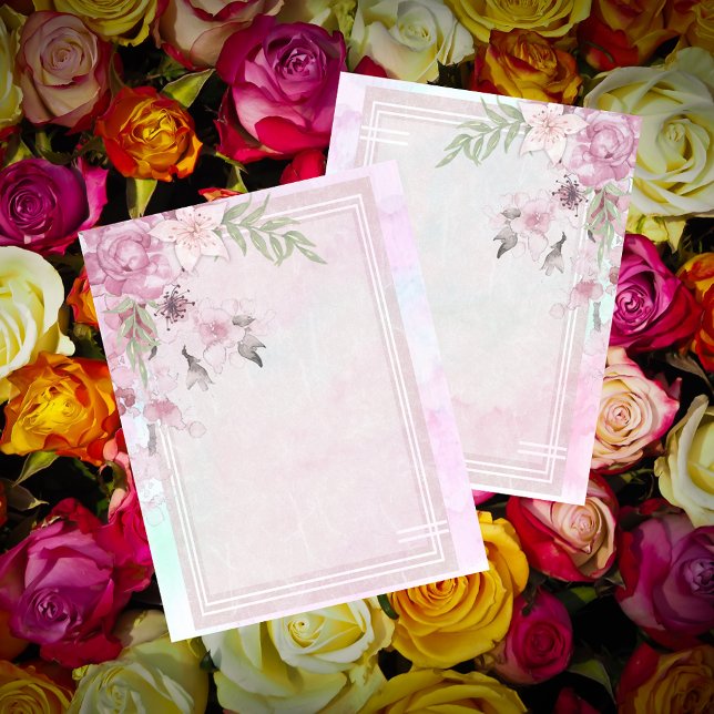 Pink Floral Bordered Scrapbook Paper (Creator Uploaded)