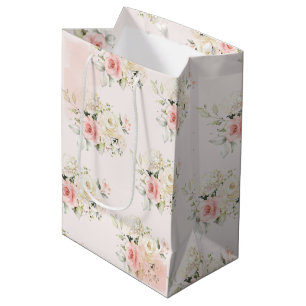 Pink Floral Botanical 75th Birthday Party Medium Gift Bag
