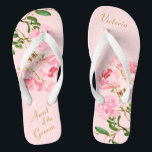Pink Floral Botanical Aunt of the Groom Wedding Flip Flops<br><div class="desc">These personalized Pink Floral Botanical Aunt of the Groom Wedding flip flops feature an elegant aesthetic design of pink peony flowers watercolor painting. The beautiful flip flops are a memorable gift for wedding party members: bride, bridesmaids, mother of the bride, maid of honour... They will add a stylish dose of glam to your...</div>