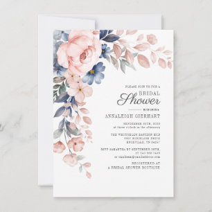 Pink Floral Botanical Bridal Shower Invitation