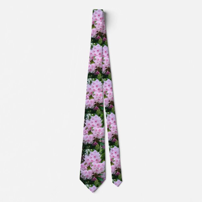 Pink Floral Botanical Mens Tie (Front)