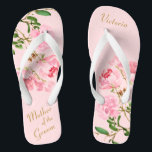 Pink Floral Botanical Mother of the Groom Wedding Flip Flops<br><div class="desc">These personalized Pink Floral Botanical Mother of the Groom Wedding flip flops feature an elegant aesthetic design of pink peony flowers watercolor painting. The beautiful flip flops are a memorable gift for wedding party members: bride, bridesmaids, mother of the bride, maid of honour... They will add a stylish dose of glam to your...</div>