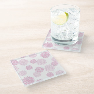 Pink floral botanical petal press co glass coaster