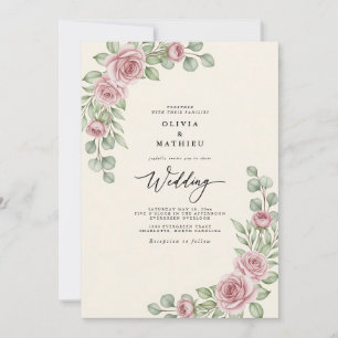 Pink Floral Botanical Romance Wedding Invitation