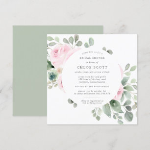 Pink Floral Botanical Square Bridal Shower Invitation
