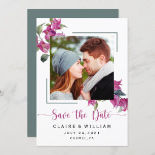Pink Floral Bougainvillea Wedding Save the Date