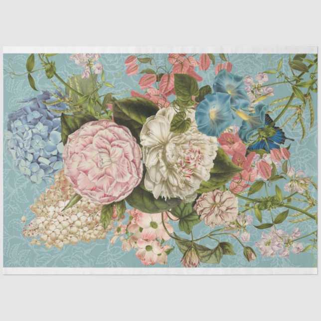 Pink-floral bouquet decoupage-Tissue-Paper  Tissue Paper (Front)