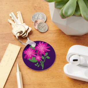 Pink Floral Bouquet Illustration Hand Drawn Keychain