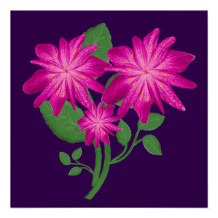 Pink Floral Bouquet Illustration   Hand Drawn  Poster