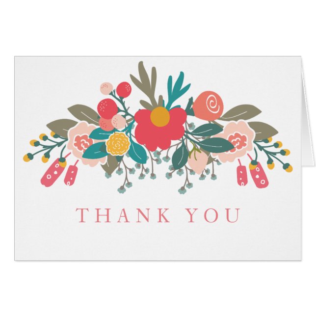 Pink Floral Bouquet Thank You (Front Horizontal)