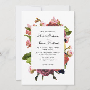 Pink Floral Bouquet Wedding Invitation
