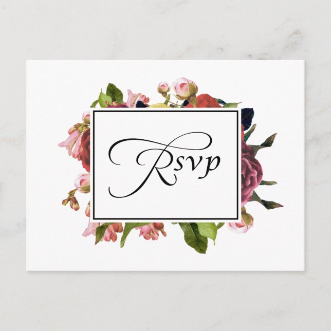 Pink Floral Bouquet Wedding RSVP Invitation Postcard (Front)