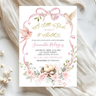 Pink Floral Bow Coquette Storybook Baby Shower Invitation