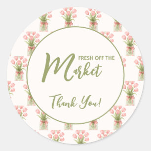 Pink Floral Bow Fresh Off The Market Classic Round Sticker
