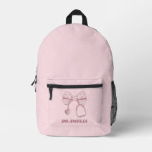 Pink Floral Bow Stethoscope Doctor Name Design