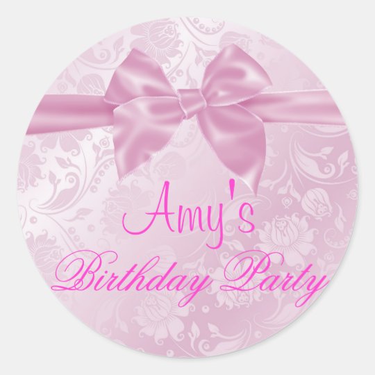 Pink Floral Bow Sticker
