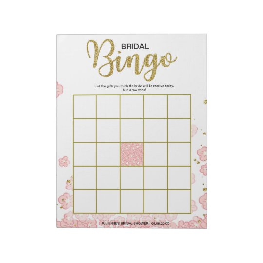 Pink Floral Bridal Bingo Notepad