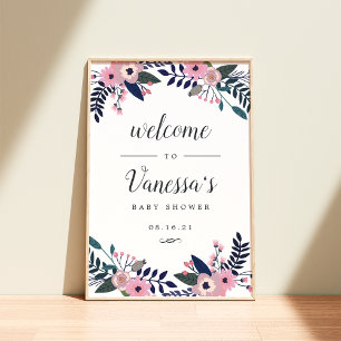 Pink Floral Bridal or Baby Shower Welcome Sign