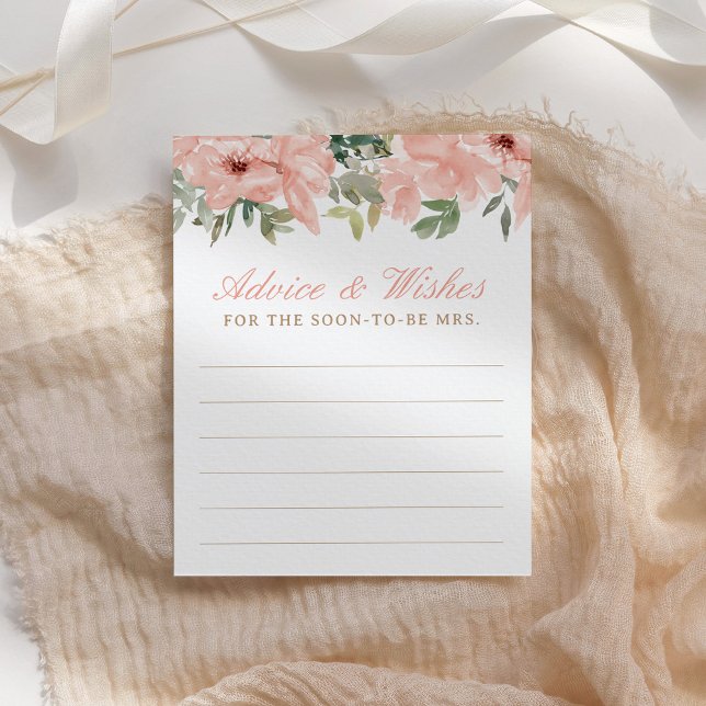 Pink Floral Bridal Shower Advice Card (Creator Uploaded)