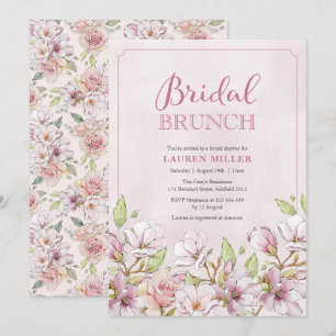 Pink Floral Bridal Shower Brunch invitation