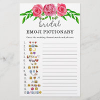 Pink floral bridal shower emoji pictionary game