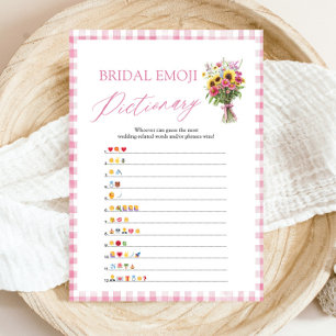 Pink Floral Bridal Shower Emoji Pictionary Game Invitation