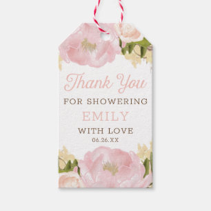 Pink Floral Bridal Shower Favor Tags