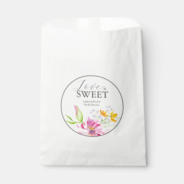 Pink Floral Bridal Shower Favour Bags (Front)