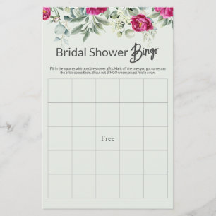 Pink Floral Bridal Shower Game BINGO