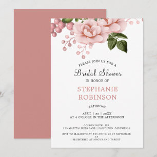 Pink Floral Bridal Shower Invitation