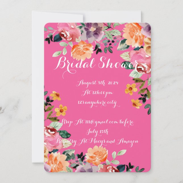 PINK FLORAL BRIDAL SHOWER INVITATION (Front)