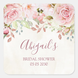 Pink Floral Bridal Shower Spring Wedding Favor Tag