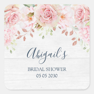 Pink Floral Bridal Shower Spring Wedding Favor Tag