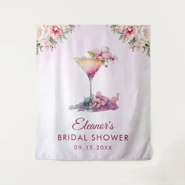 Pink Floral Bridal Shower Tapestry (Front)