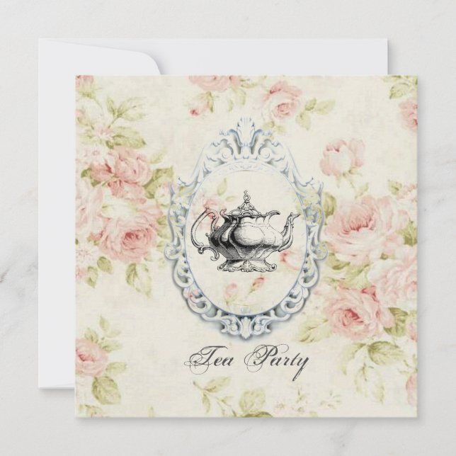 Pink Floral Bridal Shower Tea Party Invitation (Front)