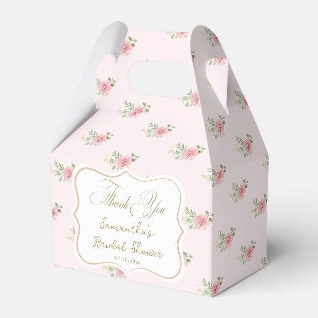 Pink Floral Bridal Tea Party Favor Box (Front Side)