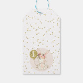 Pink Floral Bunny Balloon Birthday Gift Tag (Back)