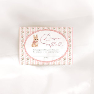 Pink Floral Bunny Diaper Raffle Enclosure Card