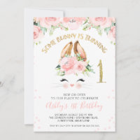 Pink Floral Bunny Face 1st Birthday