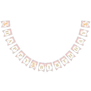 Pink Floral Bunny Rabbit Birthday Baby Shower Bunting Flags