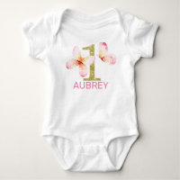 Pink Floral Butterflies Gold Glitter 1st Birthday
