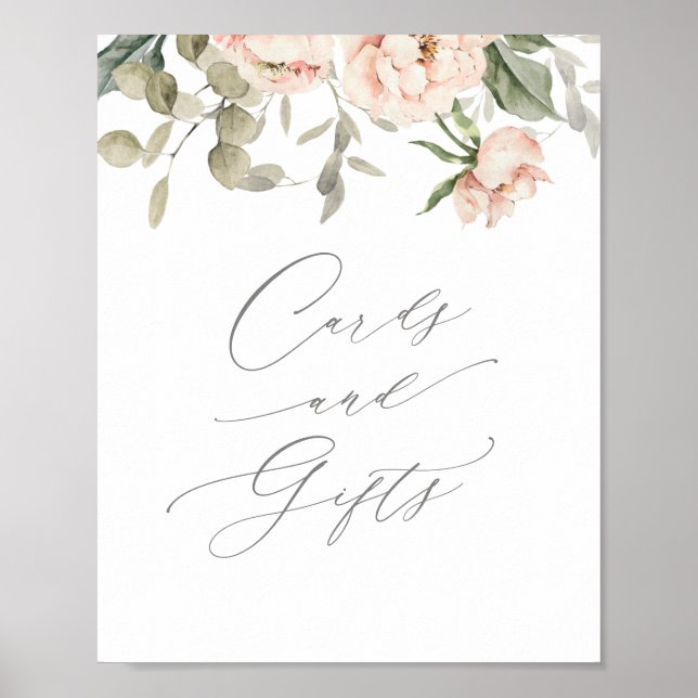 Pink Floral Butterfly Baby Shower Cards and Gifts Poster (Front)