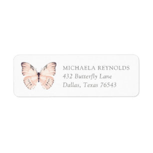 Pink Floral Butterfly Baby Shower Return Address